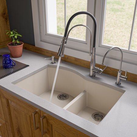 ALFI BRAND Biscuit 33" Dbl Bowl Undermount Granite Composite Kitchen Sink AB3320UM-B